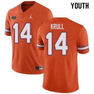 Youth Florida Gators #14 Lucas Krull NCAA Jordan Brand Orange Authentic Stitched College Football Jersey KAP2062PZ